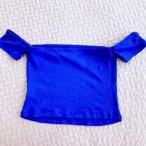 Ambiance ♥️ BLUE Crop Top off shoulder Top